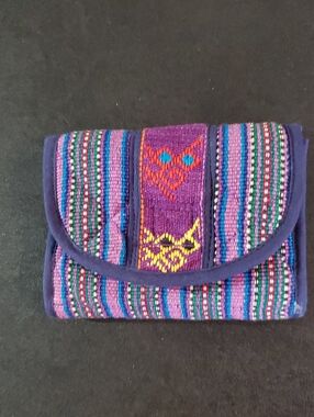 Embroidered Purple Striped Women's Wallet